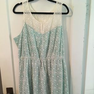 Cream and Mint Crochet Lace Dress